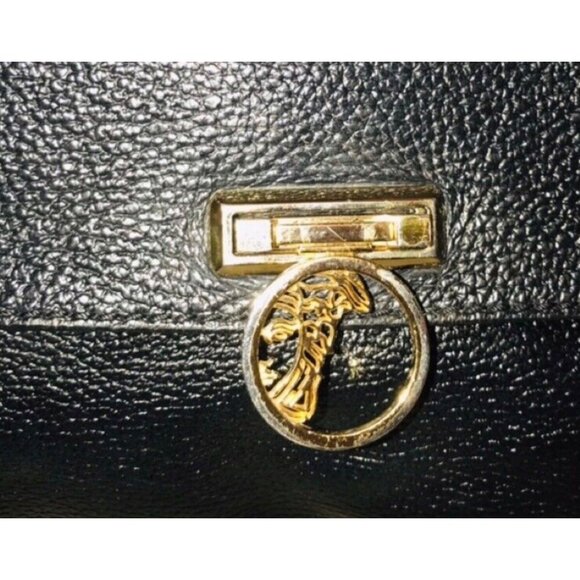 Authentic Versace  Collection Black Pebbled Leather Top Handle Bag - Picture 4 of 14